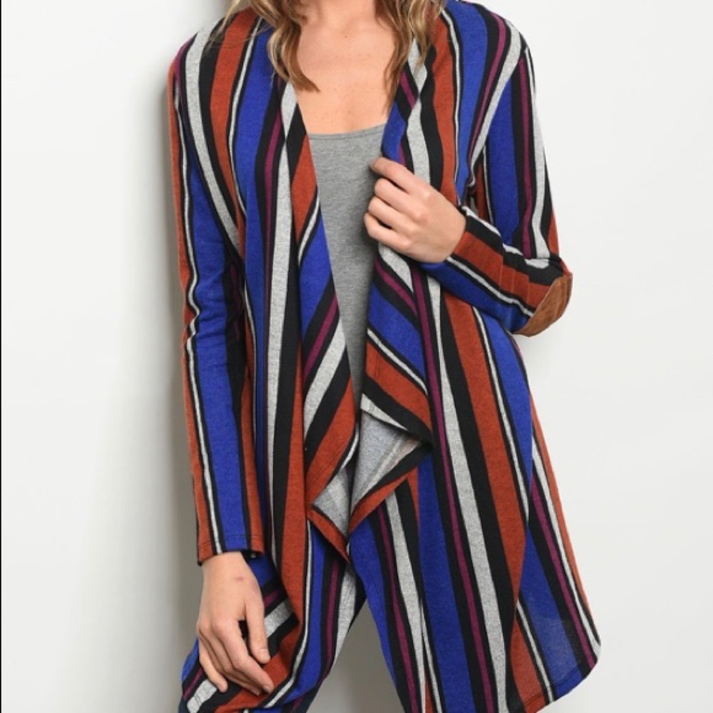 Asymmetric Earth Tone Cardigan Sweater - Picture 3 of 3